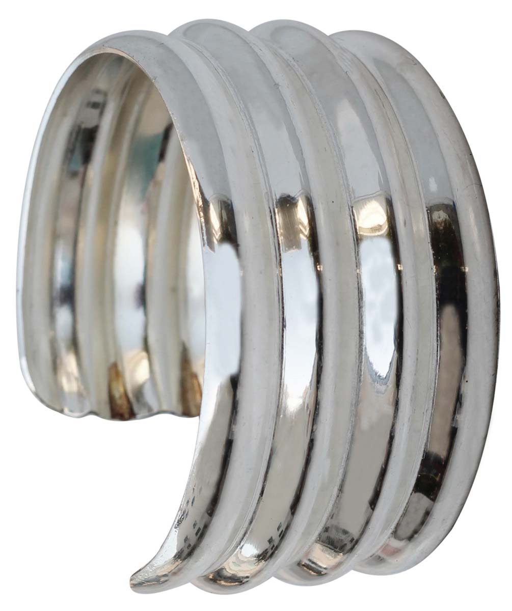 Bracelets in Bulk – 2.34 Inch Cuff Bracelet – Cast in Brass – Silver Plated – Ribbed Pattern – Wholesale Bulk Bracelets 
